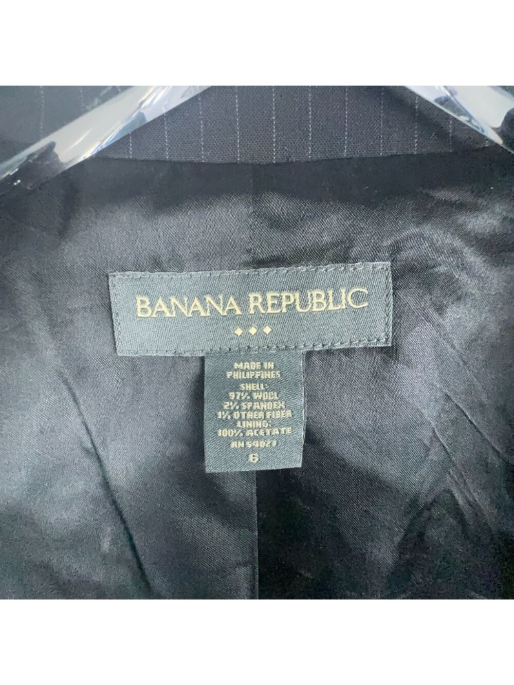 Banana Republic Single-Button Blazer Coat Womens Size 6 Pinstripe Black - Picture 3 of 10